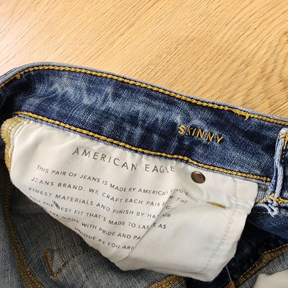 American Eagle Jeans Men 30x32 Blue Next Level Stretch Distress Denim Slim Pants - Picture 12 of 15